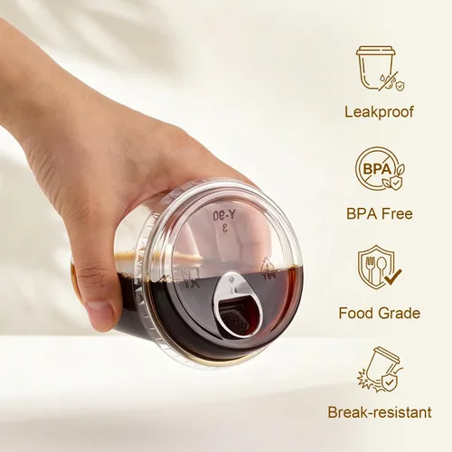 Miniatura 2 de Paquete de 50 vasos de plástico transparente de 12 onzas con tapas para sorber, tazas de café helado desechables gruesas para llevar bebidas frías