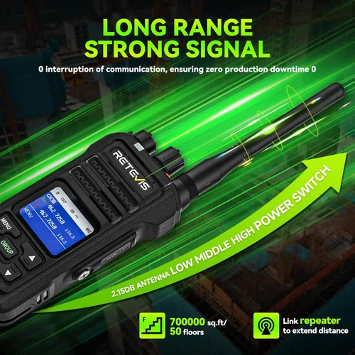 Miniatura 2 de Retevis NR30S Radio de 2 vías de largo alcance, IP67 radios bidireccionales impermeables con micrófono, cancelación de ruido, 2800 mAh, llamada