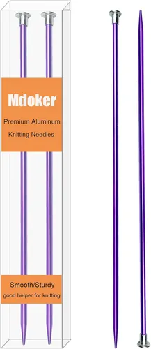 Miniatura 14 de Mdoker Agujas de tejer de aluminio de 13.8 pulgadas, aguja de tejer para suéter de metal recto de un solo punto de color para proyectos de tejer