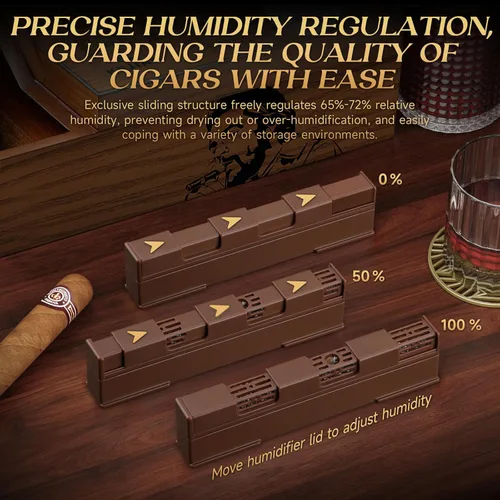 Miniatura 6 de KEJIAR Humidor de puros, estuche de escritorio de cedro con tapa de vidrio con 2 cajas de accesorios de humidor lateral con cortador de puros