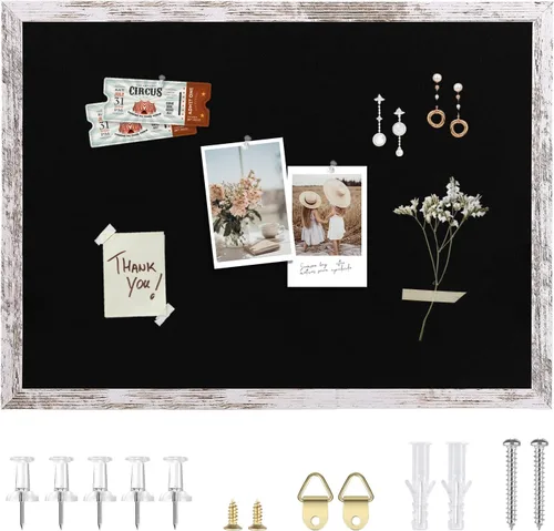 Miniatura 9 de Tablón de anuncios de fieltro gris, 14.2 x 10.2 pulgadas, tablones de anuncios decorativos para colgar en paredes con marco de madera rústica