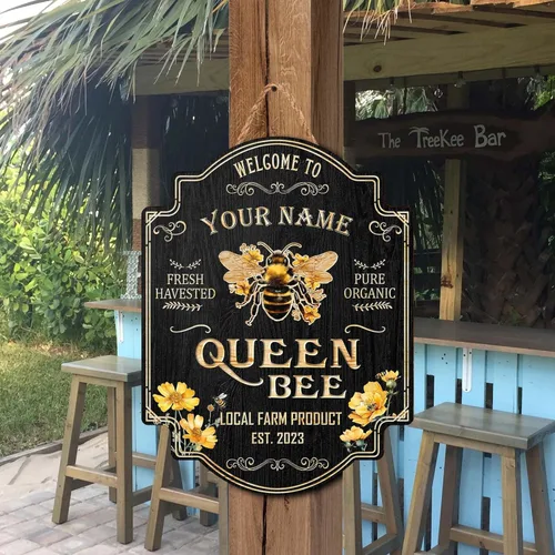Miniatura 9 de Letrero personalizado de madera de abeja de miel (no tallado real), regalo para apicultores, amantes de la miel, colmena humilde decoración de 10
