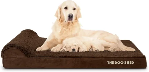 Miniatura 11 de The Dog's Bed - Cama Ortopédica para Perros con Reposacabezas XL Negra de Felpa, Espuma Viscoelástica, Alivio del Dolor para Artritis, Displasia