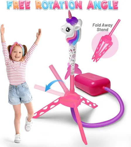 Miniatura 8 de beefunni Lanzador de cohetes de unicornio para niños, 4 unicornios, juguetes al aire libre para niñas, regalos de Navidad, Pascua, cumpleaños