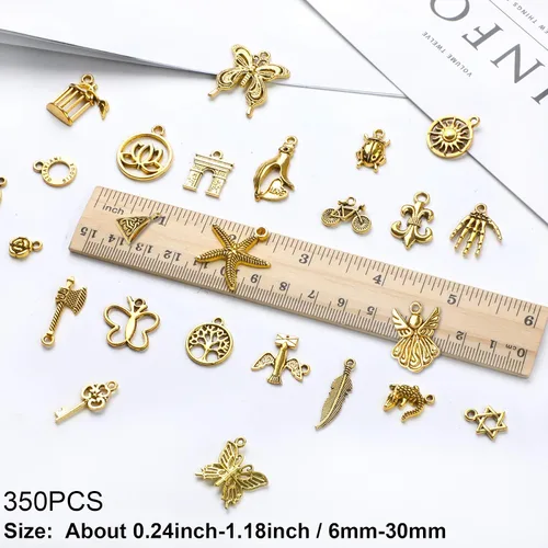 Miniatura 2 de SANNIX 350 piezas al por mayor de lote de joyería para hacer abalorios surtidos colgantes para bricolaje, collar, pulsera, pendientes, suministros