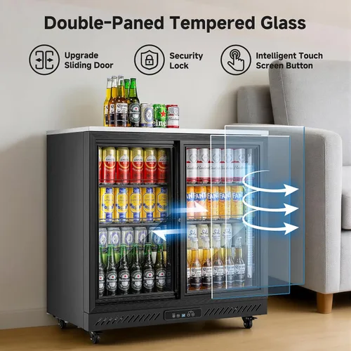 Miniatura 7 de BODEGA BODEGACOOLER Enfriador de barra trasera, refrigerador comercial de bebidas de 7.7 pies cúbicos con 2 puertas corredizas de vidrio