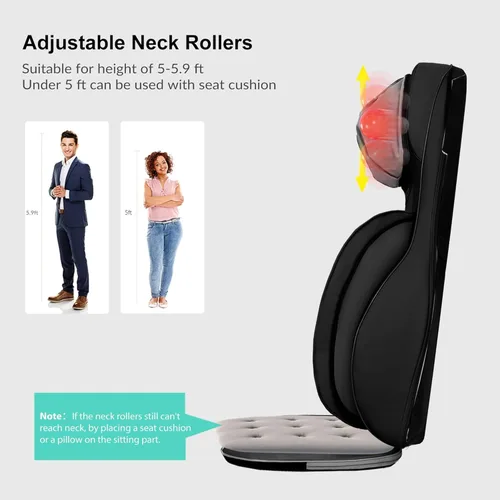 Miniatura 6 de SNAILAX - Masajeador Shiatsu para espalda con calor, almohadilla de masaje para silla de amasamiento 3D, masajeador para cuello y espalda