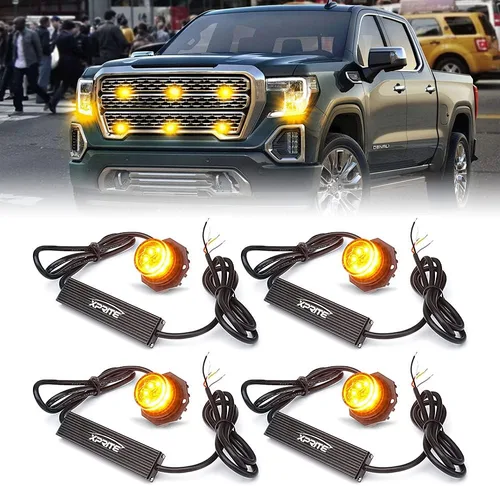 Miniatura 12 de Xprite - Juego de luces led estroboscópicas ocultas ámbar con 14 patrones de flash, luces estroboscópicas de parrilla para camiones, montaje
