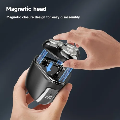 Miniatura 4 de Afeitadora eléctrica de cabeza para hombres, mini maquinilla de afeitar eléctrica portátil, máquina de afeitar giratoria recargable, kit de aseo