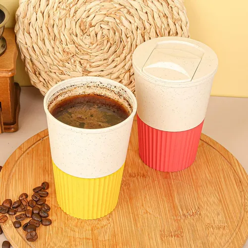 Miniatura 38 de Taza de café sellada con paja de trigo, taza de plástico portátil creativa, taza de alimentos de alto valor que acompaña a beber 16.9 fl oz/17 oz
