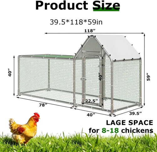 Miniatura 6 de BOSSIN Bold Chicken Coop Run - Bolígrafo de metal grande para exteriores, jaula de aves de corral, con forma de espiral, resistente para patio