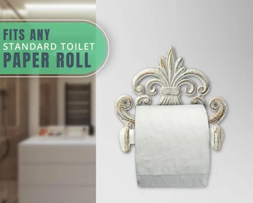 Miniatura 5 de Comfify Fleur De Lis - Soporte de papel higiénico de hierro fundido, dispensador de pañuelos montado en la pared, diseño vintage europeo, 7.28 x