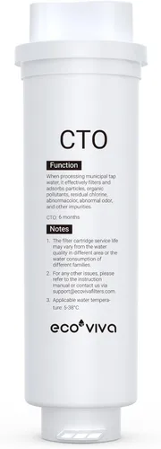 Ecoviva UF800G - Filtro CTO para sistema de filtro de agua debajo del fregadero de ultrafiltración