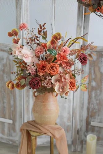 Miniatura 4 de YYHUAWU Flores Artificiales Juego de Caja Combo Color Degradado Flores y Hojas con Tallos para DIY Ramos de Boda Centros de Mesa Baby Shower Fiesta