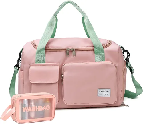 Miniatura 52 de Bolsa de Gimnasio Pequeña para Mujer, Bolsa de Lona de Viaje, Bolsa de Fin de Semana con Compartimento para Zapatos