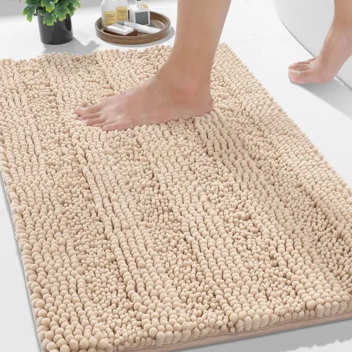 Miniatura 123 de Yimobra Alfombras lavables para baño, alfombra de baño de chenilla súper suave y absorbente para piso y alfombra, alfombra antideslizante de secado