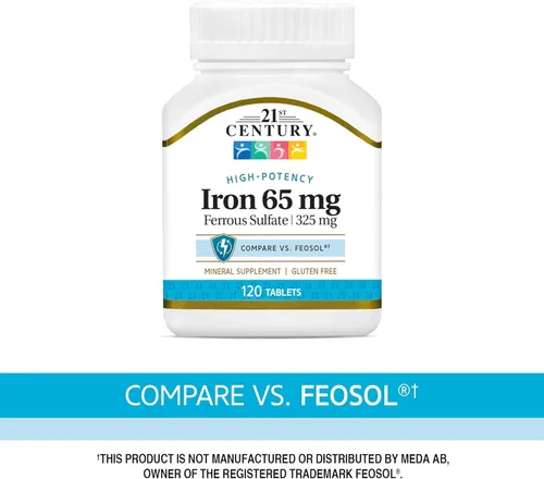 Miniatura 5 de 21st Century Hierro 65 mg Sulfato Ferroso 325 mg Tabletas, 120