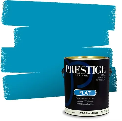Miniatura 185 de Prestige Paints. - Base y pintura para exteriores en un solo galón, 1 galón. plano, comparable con Sherwin Williams Topsail. SW6799-PCM