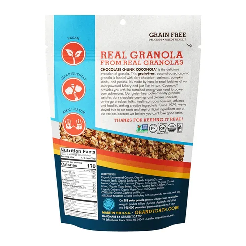 Miniatura 3 de Grandyoats Granola orgánica, trozos de chocolate coconola, 9 onzas