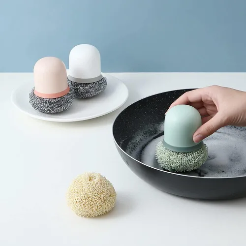 Miniatura 7 de 4 cepillos para platos de olla con mango redondo, repuesto para cacerola, fregadero, fregadero, cepillo de limpieza