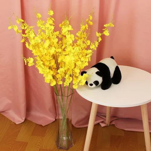 Miniatura 4 de Orchids Flores artificiales de seda falsas de seda bailarinas de 37 pulgadas de tallo largo a granel 10 piezas decoración de interiores