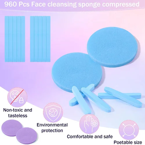 Miniatura 4 de Mifoci 960 esponjas faciales comprimidas para esteticistas, almohadillas de esponja de eliminación de maquillaje para mujeres, spa exfoliante facial