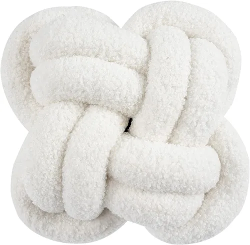 Miniatura 12 de KUCCO - Almohada de nudo de lana de cordero jengibre, 11.8 x 118 pulgadas, hecha a mano, cuadrada, anudada, cojín de nudo de bola de rosa, almohada