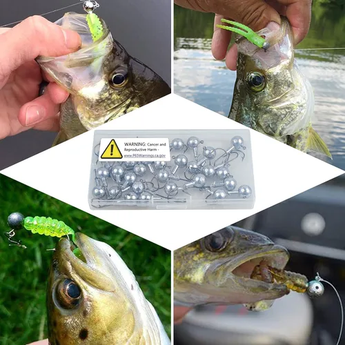 Miniatura 6 de Cabezas de plantilla de anzuelos de pesca, cabezas de plantilla de crappie, cabezas de plantilla sin pintar, bolas redondas, ganchos afilados
