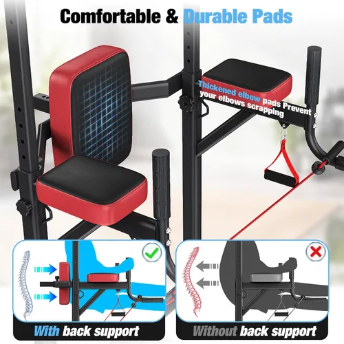 Miniatura 6 de Dskeuzeew Power Tower Estación de Barra de Dominadas para Gimnasio en Casa Fuerza, Estación de Dominadas y Fondos de 450 LBS Entrenador Asistivo