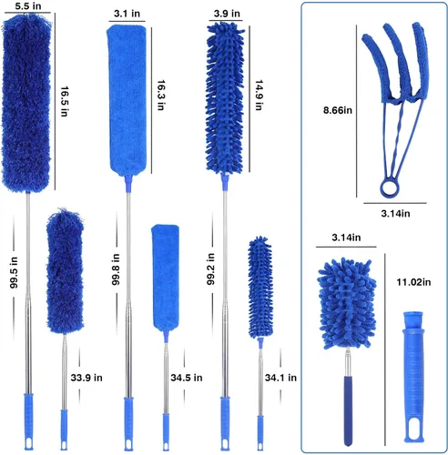 Miniatura 2 de ZZ LAZYCOTTAGE 10 piezas de plumero de telaraña de microfibra con poste de extensión (254 cm de telescopado), plumeros lavables para limpieza