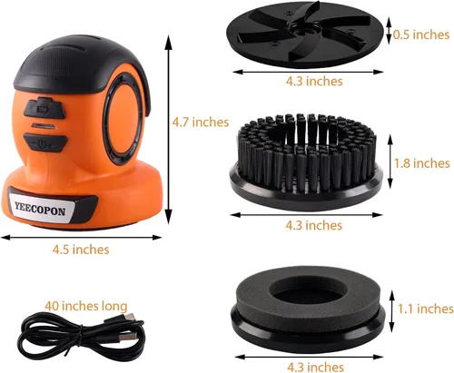 Miniatura 5 de YEECOPON Rascador de hielo eléctrico 3 en 1 para automóviles y hogar - Descongelador de mano inalámbrico, limpiador y pulidor, motor de 500 RPM