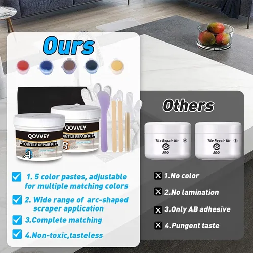 Miniatura 4 de Kit de reparación de encimera de cuarzo para azulejos y fibra de vidrio (color a juego), kit de reparación de granito y bañera, 4 onzas de porcelana