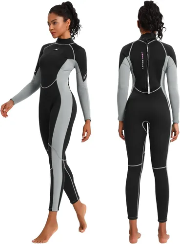 Miniatura 9 de Traje de neopreno para mujer, de 3 mm con cremallera trasera, traje completo para buceo y natación