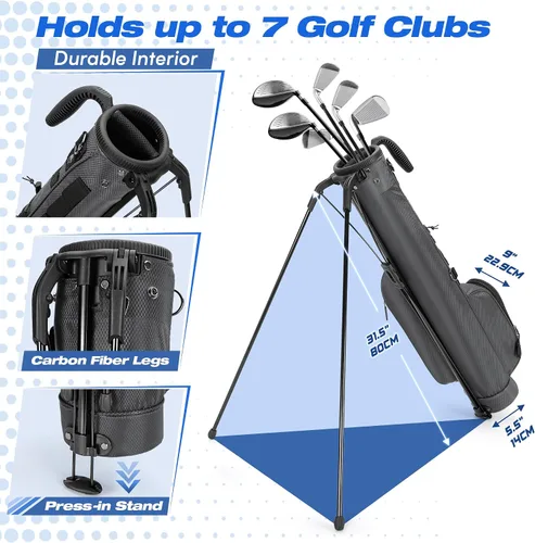 Miniatura 2 de GOBUROS Golf Stand Bag Fit Up to 7 Clubs, Compact Design for Par 3 Courses and Driving Range, Lightweight Pitch and Putt Golf Bag, with Padded