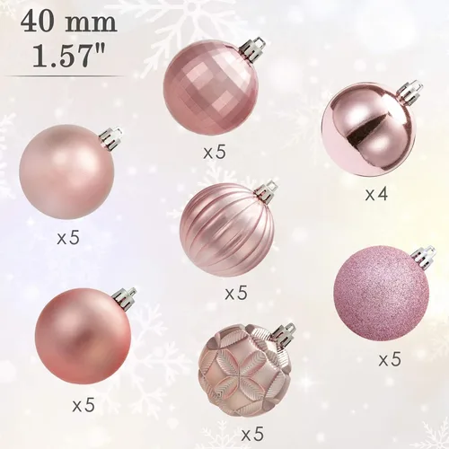 Miniatura 95 de AMS Esferas de Navidad de 2.36 pulgadas/60mm, 34 unidades, adornos grandes, decoraciones para fiestas, inastillables, colgantes festivos para Negro
