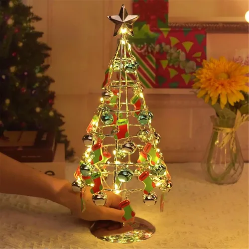 Miniatura 14 de Foto personalizada de árbol de Navidad, luces personalizadas para árbol de Navidad de 1 a 10, imagen familiar, mesa de metal, luz nocturna de árbol