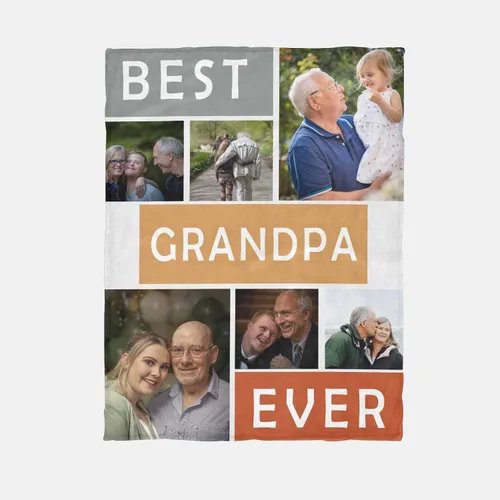 Miniatura 4 de Manta personalizada con fotos de collage para abuelos, mantas personalizadas con el mejor abuelo de todos los tiempos, cumpleaños, vacaciones