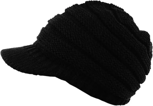 Miniatura 2 de C.C Gorro de punto trenzado cálido y grueso con visera