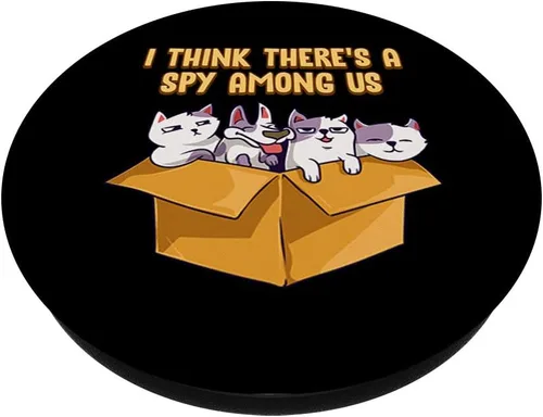Miniatura 2 de Bonito y divertido soporte para teléfonos y tabletas con texto "I think There's A Spy Among Us Puppy Cats", Negro
