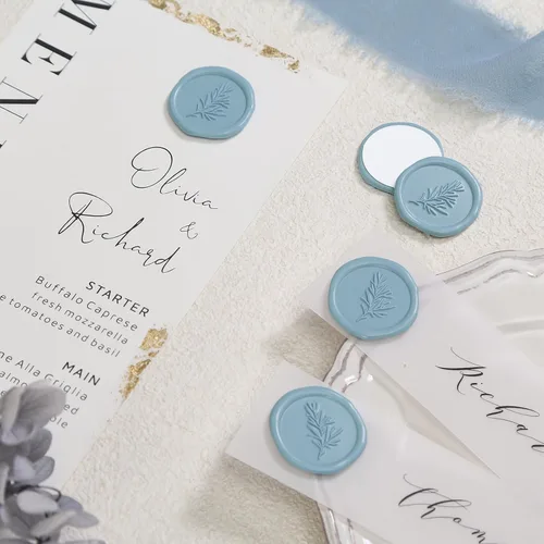 Miniatura 9 de UNIQOOO Barras de Cera de Sellado Azul Polvoriento Claro para Pistola de Pegamento para Sello de Cera - Perfecto para Invitaciones de Boda, Sobres