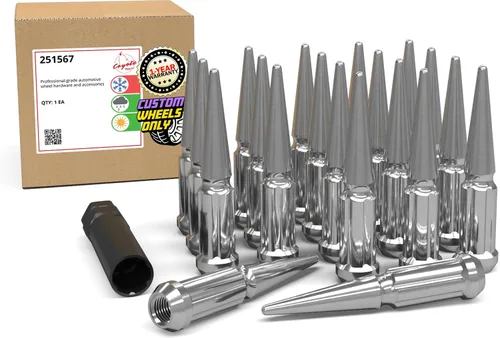 Miniatura 35 de Wheel Accessories Parts 32 Piezas Tuercas M14x1.5 14x1.5 Rosca con Púas de 4.4" de Largo Tuercas Rojas para Camión Spline Hex Compatible con Chevy