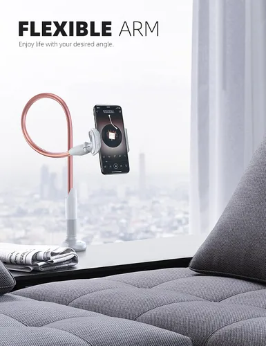 Miniatura 3 de Lamicall Soporte para teléfono de cama con cuello de cisne - Clip de abrazadera para teléfono celular para escritorio, cabecera flexible de brazo