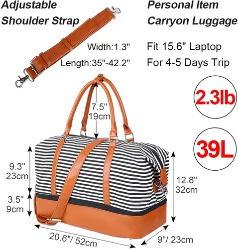 Miniatura 2 de Bodaon Bolsa de fin de semana con tiras de compartimento para zapatos