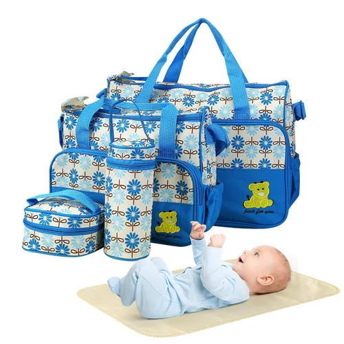 Miniatura 13 de Moclever Juego de 5 bolsas de pañales para artículos esenciales del bebé, bolsas grandes para bebé para mamá, bolsas de maternidad impermeables