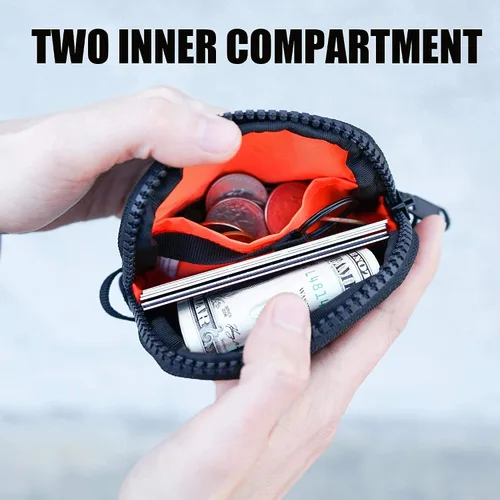 Miniatura 3 de Rough Enough - Monedero pequeño para hombres, monedero de cambio, llavero para mujeres y niños con cordón en Cordura negra, Negro