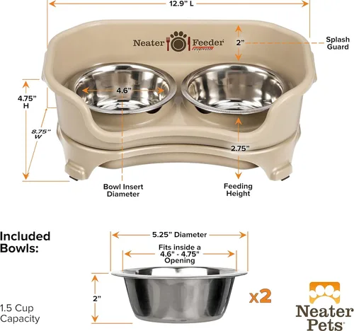 Miniatura 8 de Neater Feeder Express Tazones para Perros Elevados a Prueba de Desorden para Razas Pequeñas de Menos de 15 Libras, Fabricado en EE.UU., Soporte