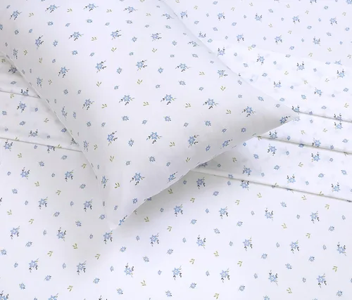 Miniatura 4 de Ruvanti - Juego de sábanas de 100 % algodón, juego de 4 piezas de cama, diseño floral, color azul, ropa de cama tamaño King, tela suave, Phulkari