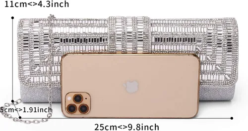 Miniatura 13 de Labair Bolso de noche y embragues para mujer, bolso de mano brillante con diamantes de imitación, bolso formal para fiesta de boda.