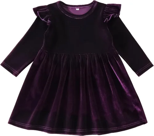 Miniatura 154 de IDOPIP Vestido tutú de terciopelo para niñas pequeñas, vestido de manga larga para princesa, Navidad, cumpleaños, fiesta, boda, vestidos de otoño e