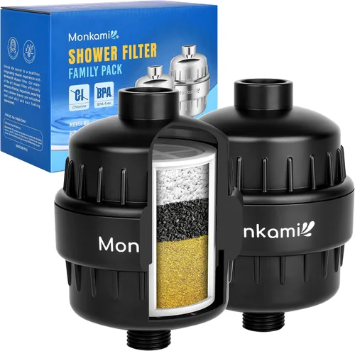 Miniatura 9 de Filtro de Ducha de Servicio Pesado - Filtro de Cabezal de Ducha de Alta Presión Monkami para Agua Dura, 99% de Eliminación de Cloro, Flúor y Metales